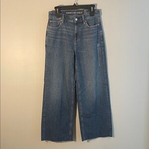 Size 4 American Eagle Outfitters Women's Denim Flare Jeans High Rise Wide Leg